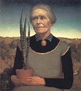 Grant Wood Woman with Plant china oil painting reproduction